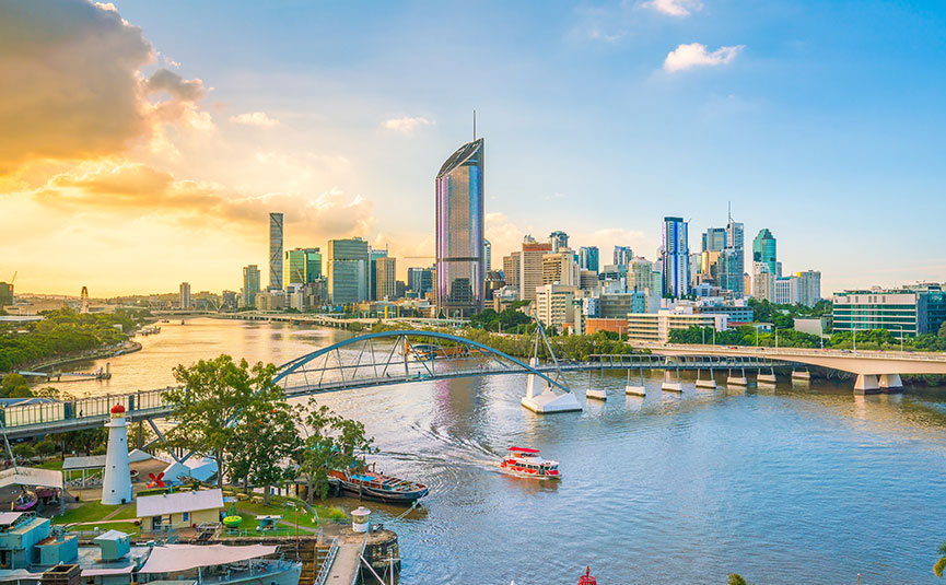 A view of Brisbane city across the river