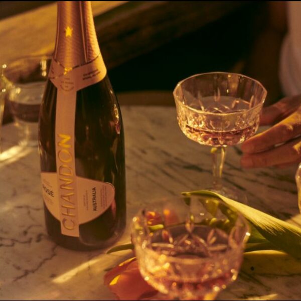 Glass of chandon on table