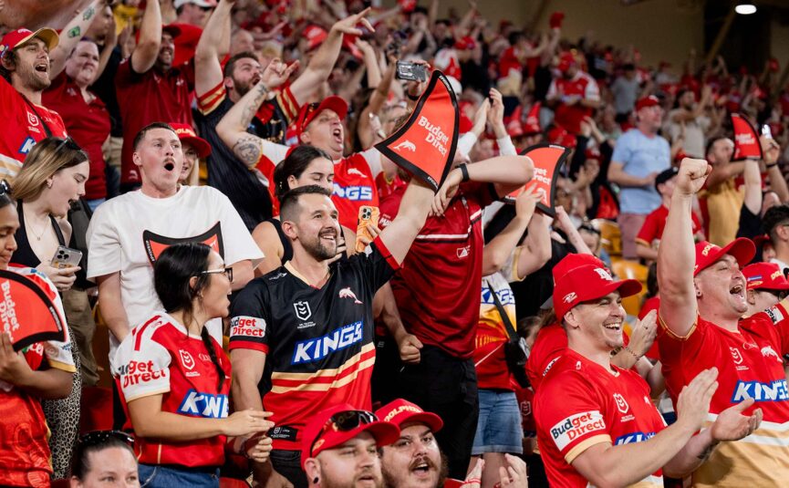 Dolphins NRL fans celebrating