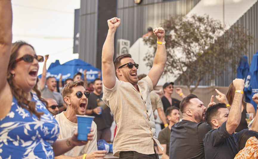 Fan's cheering while watching a sports game