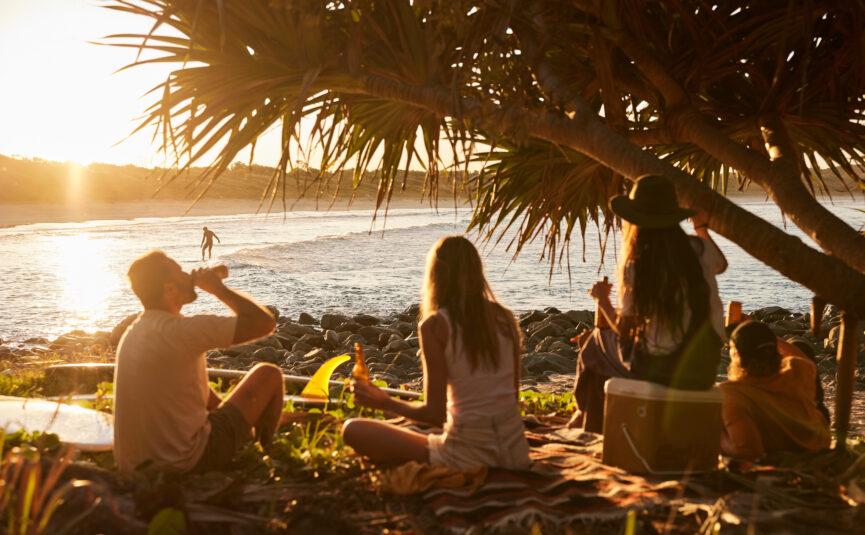 People relaxing at the beach