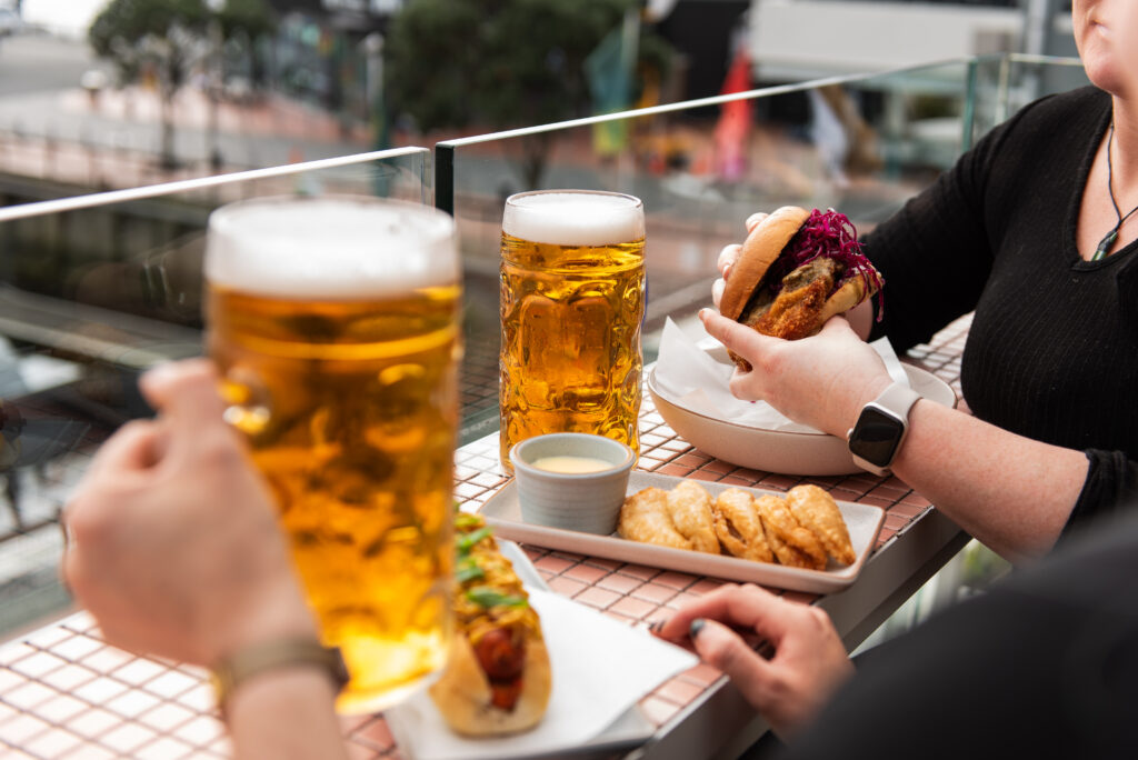 Steins and German-inspired food